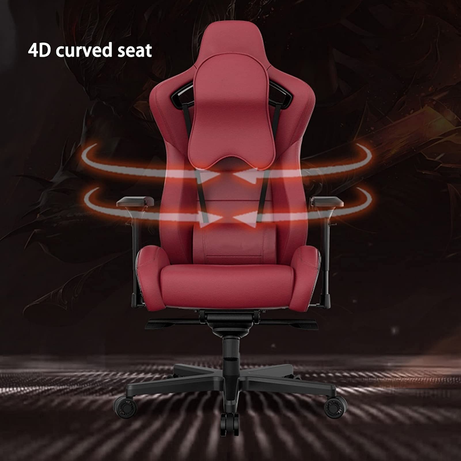 Sedia da gioco per adulti, sedia da corsa per ufficio, con scrivania girevole, regolabile in altezza, sedia in pelle Comter per PC, gaming e sport (rosso)