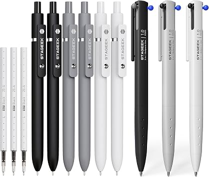 STAGEEK 9 PCS Multicolor Pens and Black Gel Pens