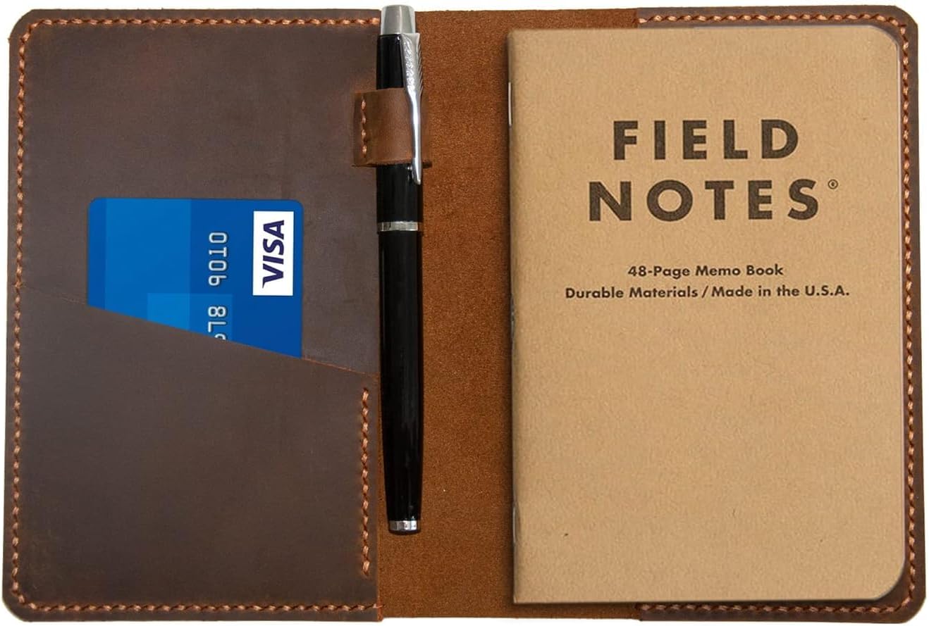Leather Journal Cover for Moleskine Cahier Notebook Pocket size 3.5" x 5.5" Field Notes Cover Personalized Gift Refillable Pocket Cover, Customized Gift