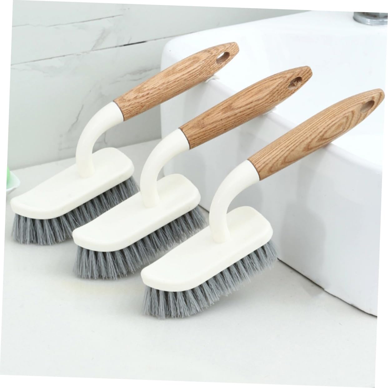 NULYLU Thick Bristle Cleaning Brushes for Household Use 1pc Tub Brush Set White Sturdy Easy to Bend for Cleaning