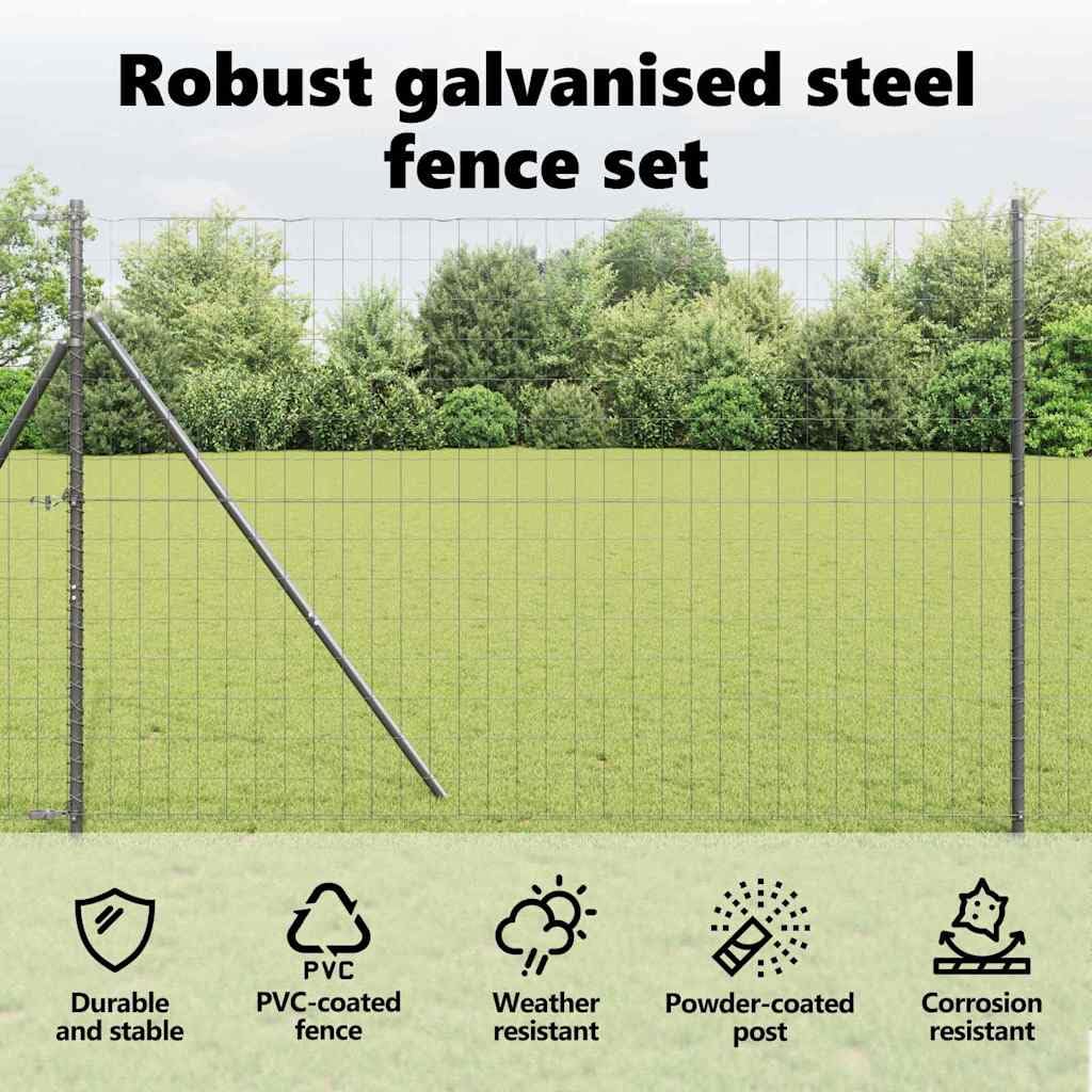 vidaXL Anclaje de Suelo para Valla Euro 10 x 1,5 m Gris Malla | Hecha para durar, con una estructura fuerte que aguanta climas difíciles, Protege del sol y es impermeable,