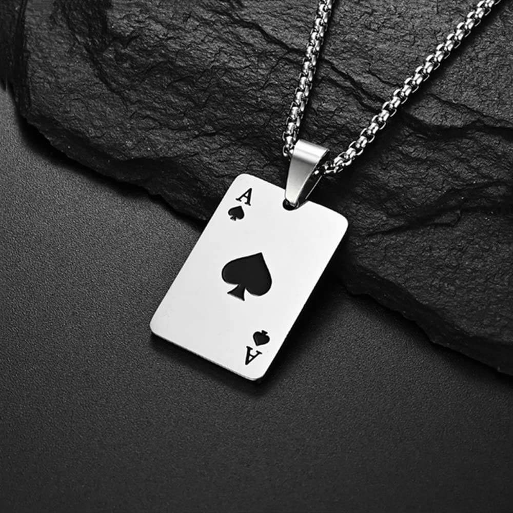 Collana Di Carte Da Poker In Acciaio Inossidabile, Catena Pendente Asso - Foto 8