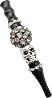 Hookah Tips - New Fancy Black White Metallic Diamond - Shisha Hose Mouth Tips - Alloy Zircon - 3 Count