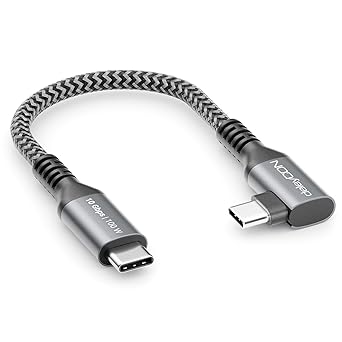 deleyCON 0,15m Cavo USB-C 100W 10 Gbps Corto Angolato 90 Grad (USB 3.2 Gen2) PD 3.0 Ricarica Dati 4K@60Hz per iPhone 17 16 15 Galaxy A16 A26 A56 S26 S25 S24 iPad SSD HDD MacBook PS5