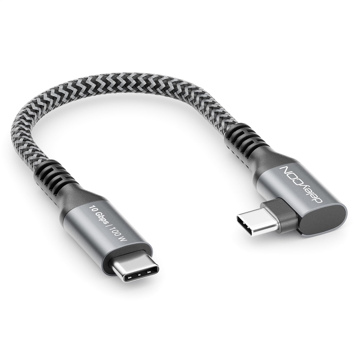 deleyCON 0.15m 100W 10Gbps USB-C Short Angle Cable 90 Degree (USB 3.2 Gen2) PD