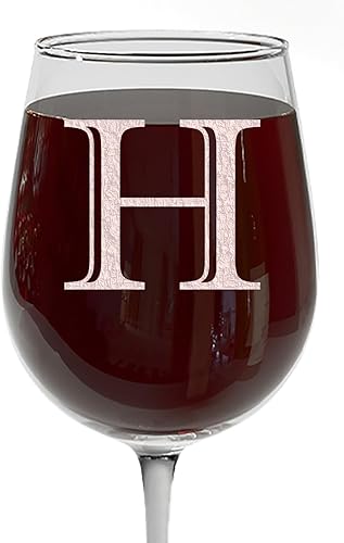 Miniatura 25 de Copa de vino grabada con monograma de 16 onzas (letra R) – Regalos personalizados de la A-Z para mujeres, regalos de vino personalizados para ella