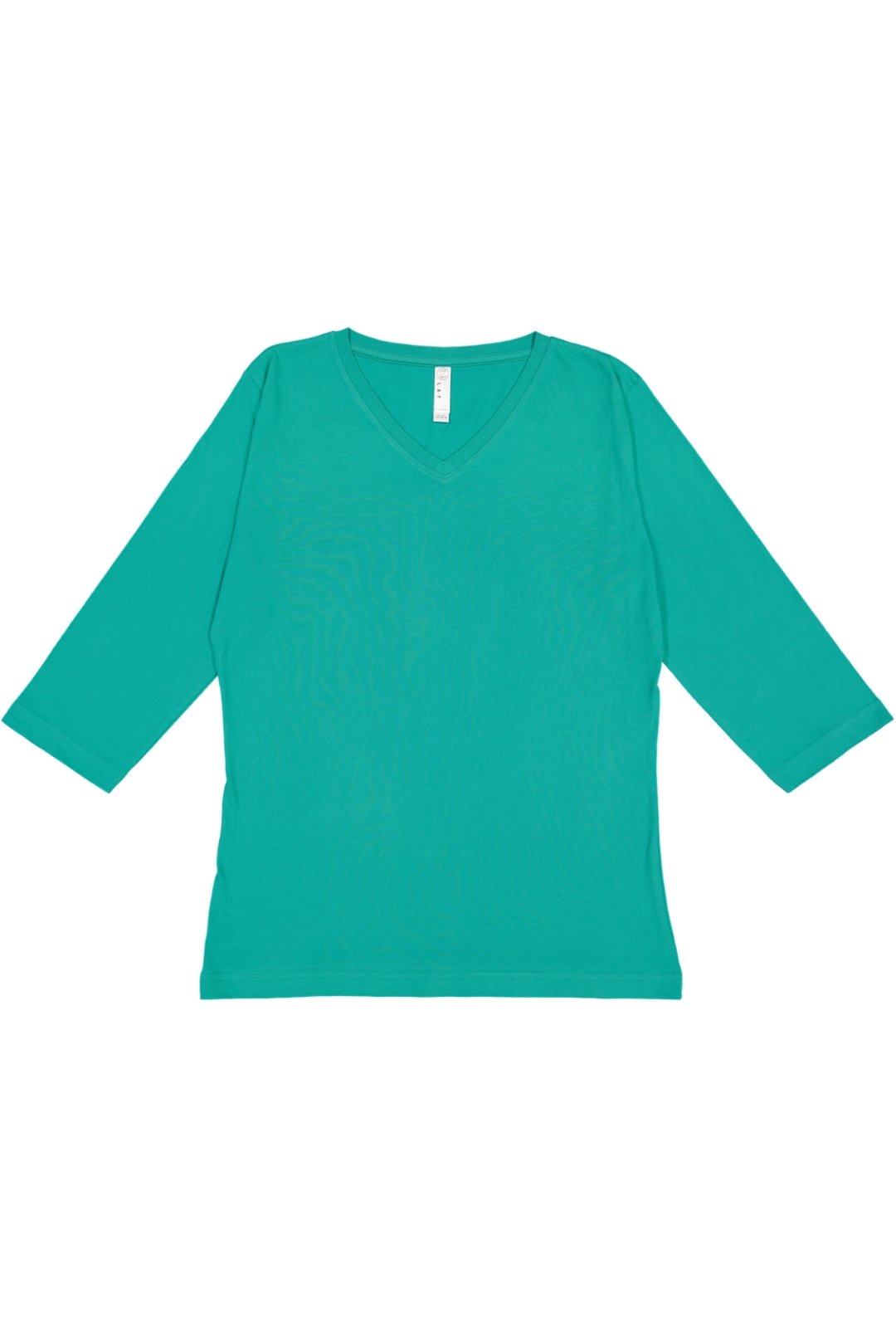 Apparel Womens Jersey V-Neck 3/4 Sleeve T-Shirt, Jade, Large