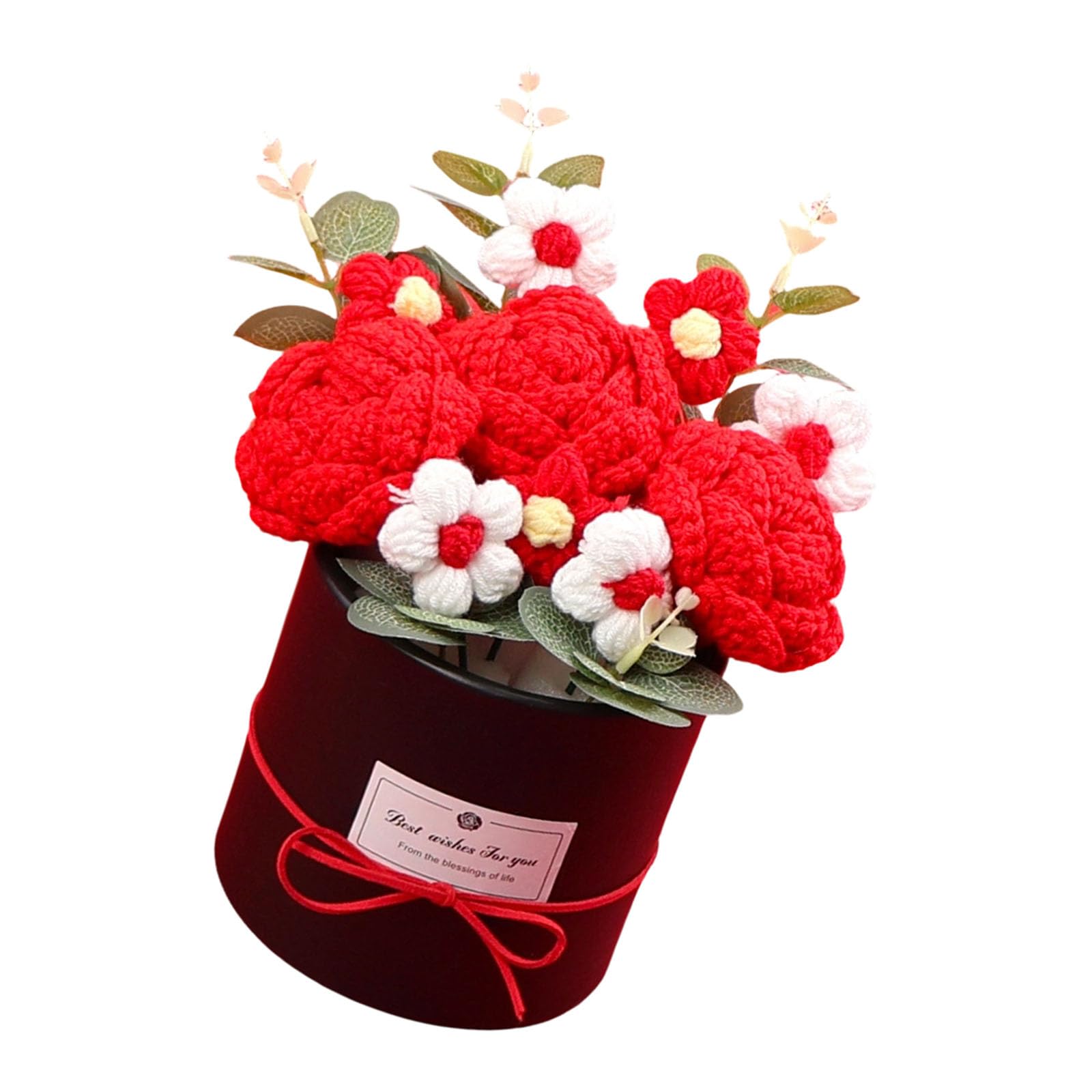 Zxfdsfdbnm Artificial Knitted Flower Arrangement with Box for Wedding Centerpieces and Anniversary Present Permanent Wool Florets