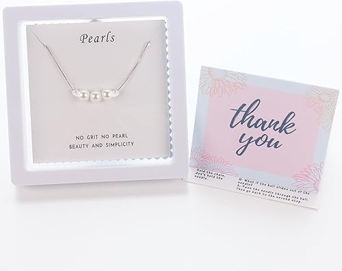 Miniatura 5 de Dainty Pearl Sterling Silver Choker Necklace for Women, Best Friend Necklace With 3 White Pearls, April Birthstone Necklace