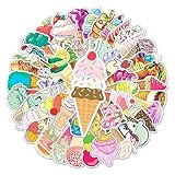 50 Pcs Ins-Style Ice Cream DIY Stickers - Waterproof Vinyl Sweet Treat Stickers for Laptops, Journals, Water Bottles Trendy Gift for Teens, Crafters, Ins Lovers (Ice Cream)