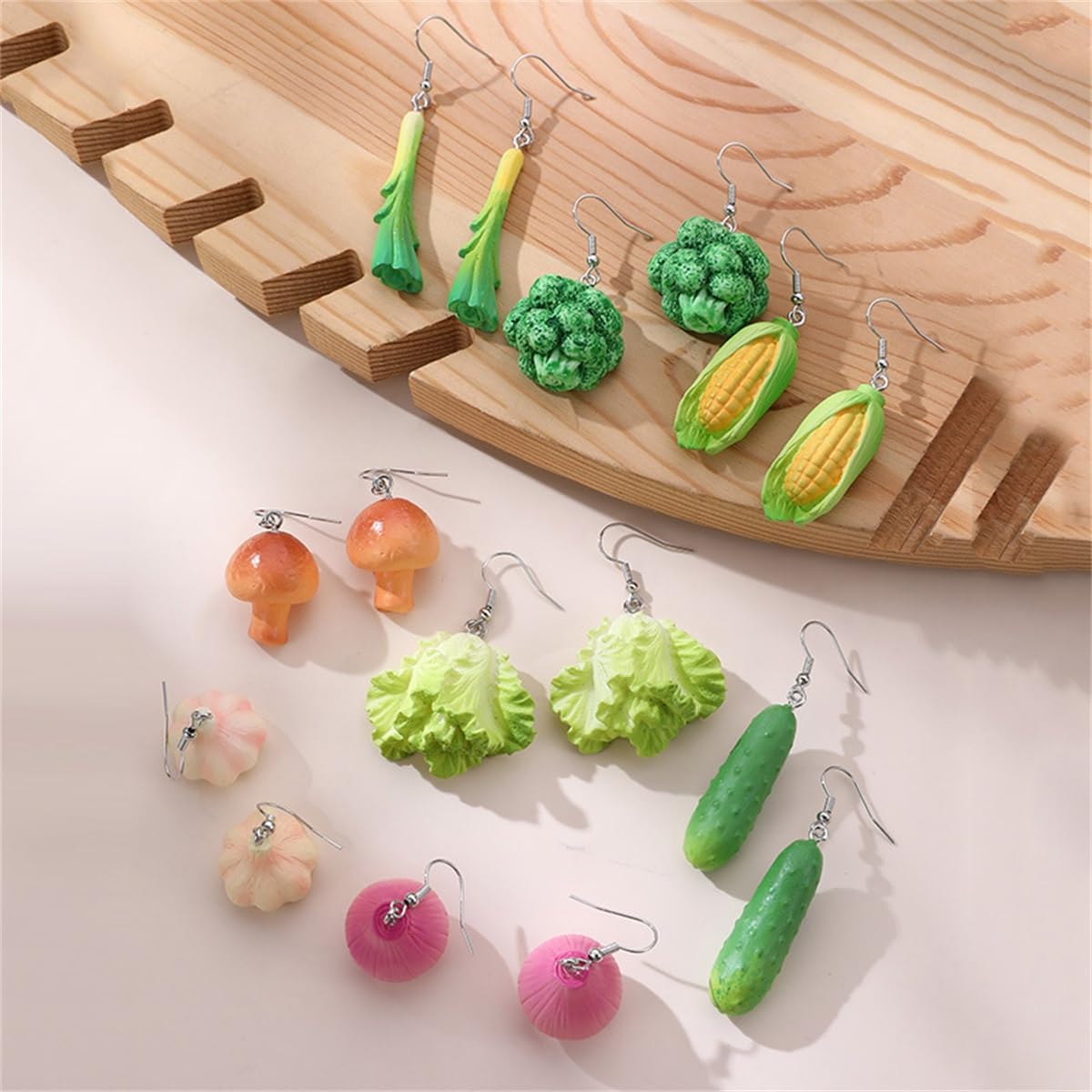 Cute Funny Vegetable Earrings Acrylic Realistic Pickle Earrings Cucumber Garlic Corn Cabbage Kawaii Dangle Drop Earrings - Image 4