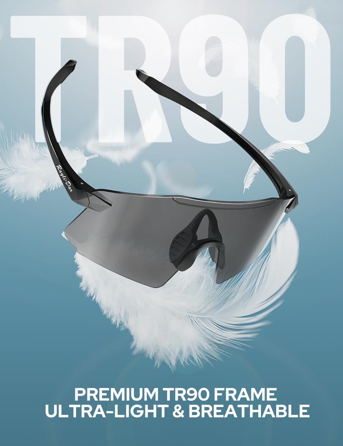 Rayli.Dar Polarized Sports Sunglasses for Men & Women UV400 TAC HD Lenses, Ultra Light TR90 Frame, Cycling Driving Glasses - Image 3