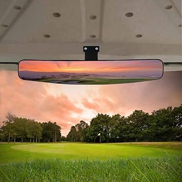 Extra Wide Convex Rear View Mirror for Golf Cart, 16.5" - Compatible with EZ Go, Club Car, Yamaha