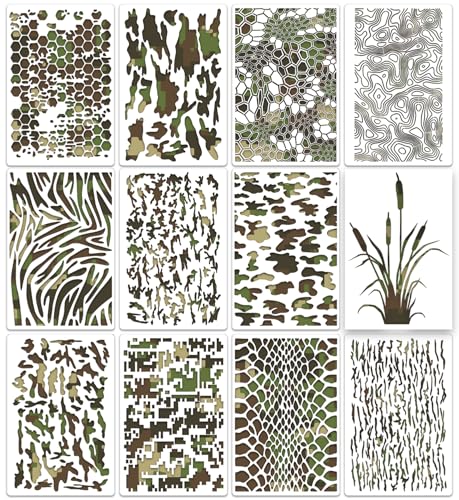 Camo Stencil 12inch Large Camouflage Stencils for Spray Paint Reusable Digital Camo Pattern Stencil for Wall Boat Wood Canvas Fabric