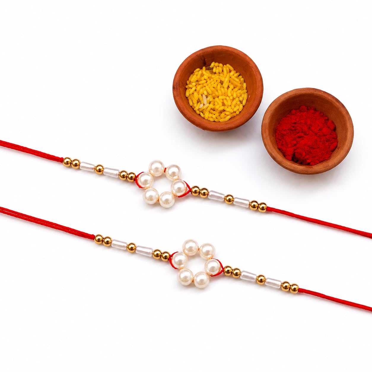 adcom Handcrafted Pearl Bhaiya Rakhi, Pack of 2-picture-4