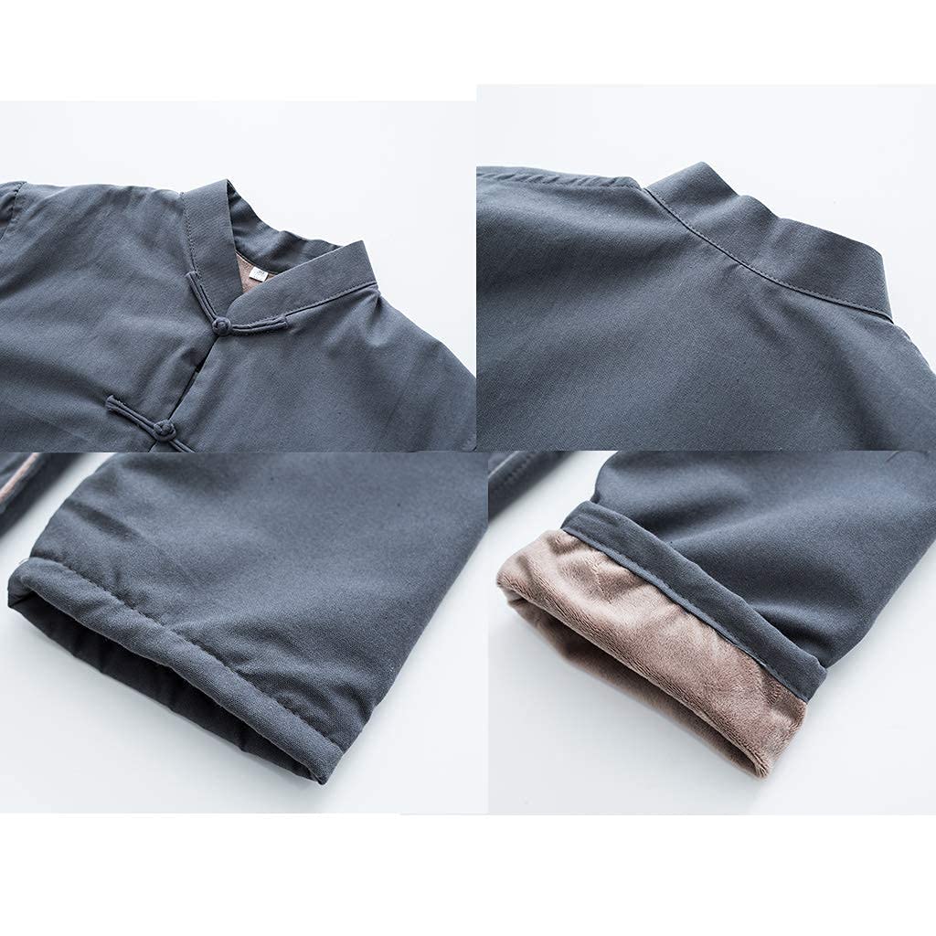 Traje Tang, Chaquetas gruesas de traje de invierno, abrigos holgados de algodón, uniforme cálido de Tai Chi for hombres, ropa de Kung Fu chino(Brown_3XL)