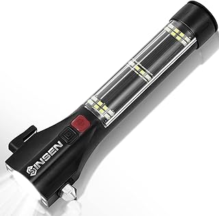 SINSEN Multi-Function Car Safety Hammer Flashlight: Solar Rechargeable Escape Tool
