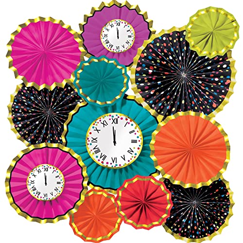 Éventails en papier amscan kit de décoration de 12 pièces multicolores pour plafond