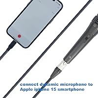Vista 5 de Cable de micrófono XLR hembra de 3.3 pies a USB C, USB C a XLR para micrófono dinámico iPhone 15, iPad, portátil, tableta