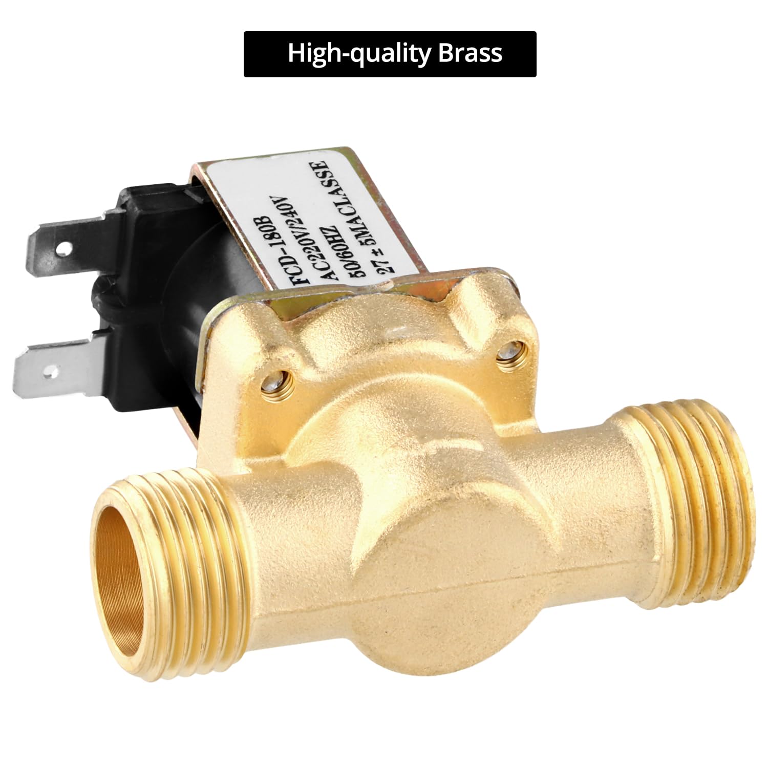 QWORK® G1/2" AC 220V Magnetventil Messing, Elektromagnetventil, Normalerweise Geschlossen Elektrisches Magnetventil für Wassersteuerung
