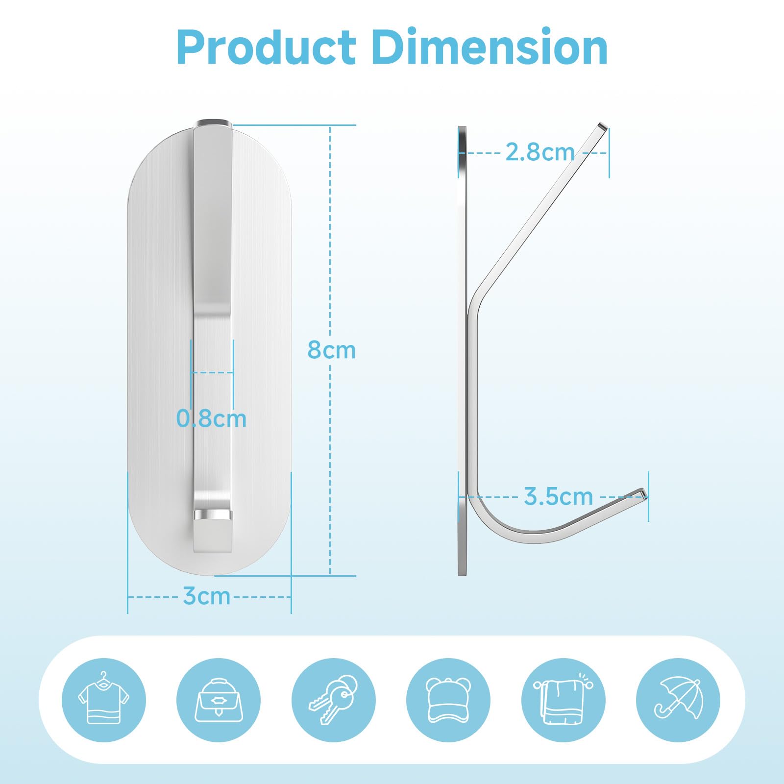 Alyvisun 5 Piezas Ganchos Adhesivos para Pared, Colgadores Adhesivos Resistentes de Acero Inoxidable, Ganchos de Pared sin Taladrar, Colgador Toalla para Baño Cocina Armario (Plata)