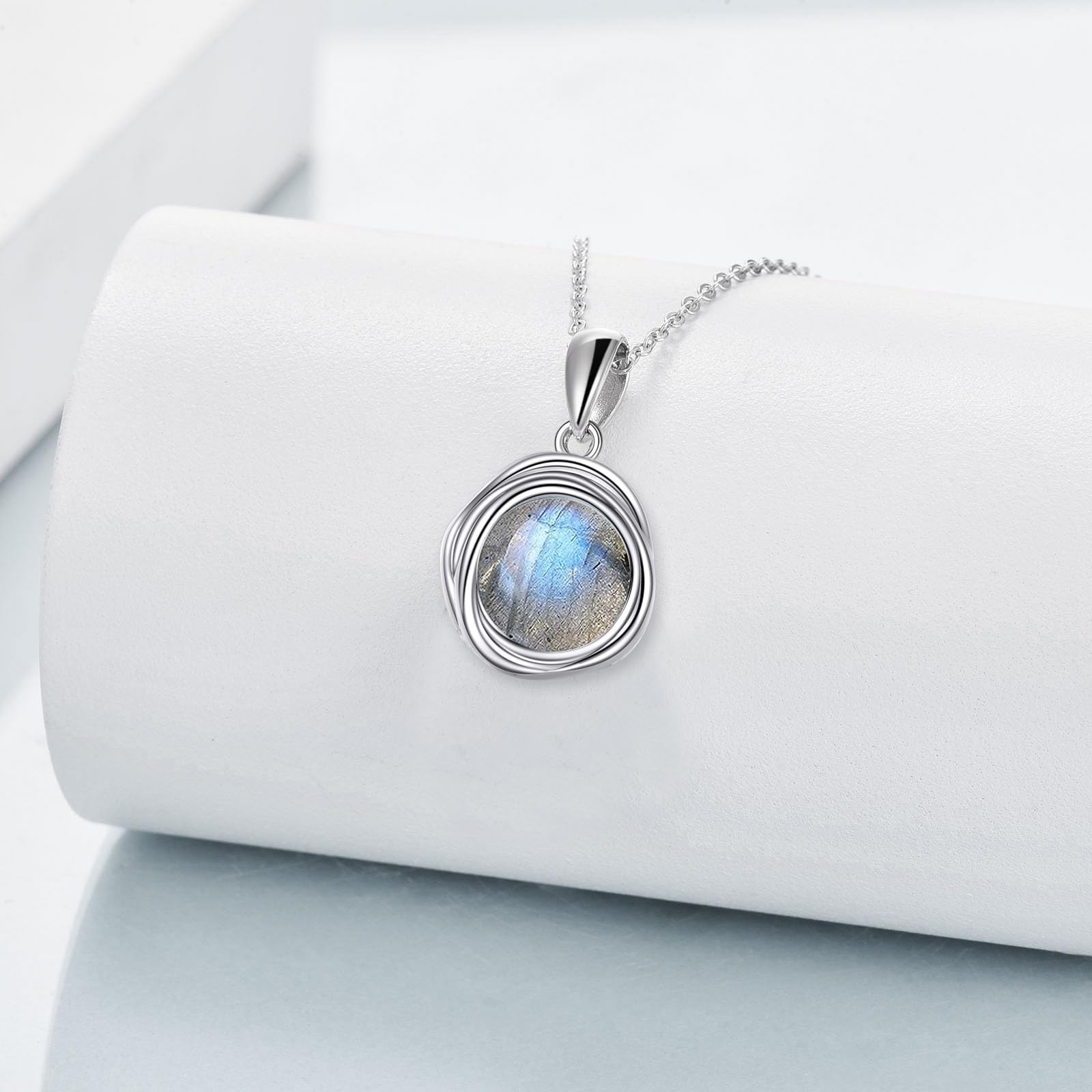 POPLYKE Labradorit-Kette Damen 925 Sterlingsilber Labradorit-Schmuck Geschenke für Sie