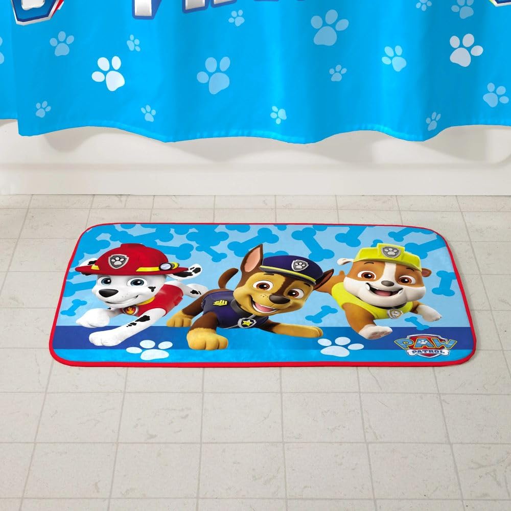 Nickelodeon Paw Patrol, tappetino da bagno per bambini, in schiuma di poliestere, antiscivolo, 30 x 20 cm, blu