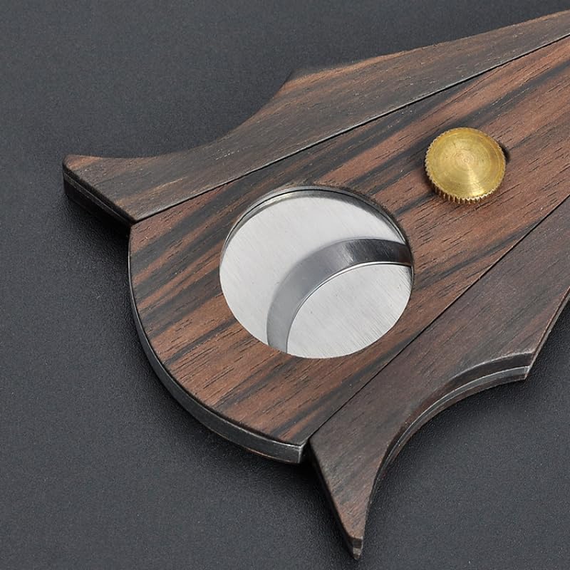 Cigar Cutter Double Blade Guillotine Stainless Steel Wood Grain Portable Metal Slicer Smoking Accessories Tool(B)
