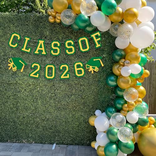Image of Class of 2026 Graduation Banner University College Grad Garlands Decoration Party Supplies High School Colors Green Yellow