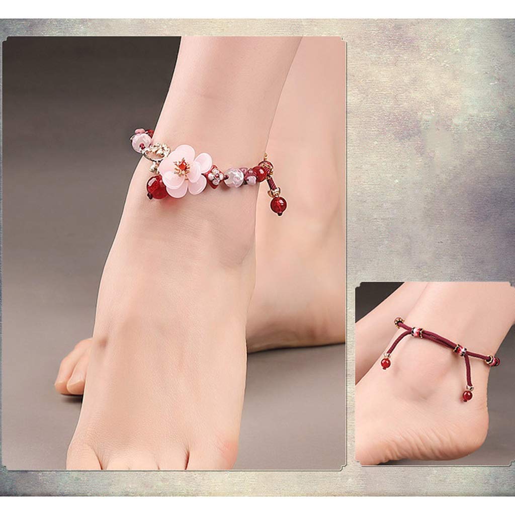 Cavigliere Cavigliere da Donna Gioielli squisiti ed Eleganti a Forma di Petalo Cavigliere in Vetro Vintage Cavigliere da Spiaggia estive Cavigliere da Donna