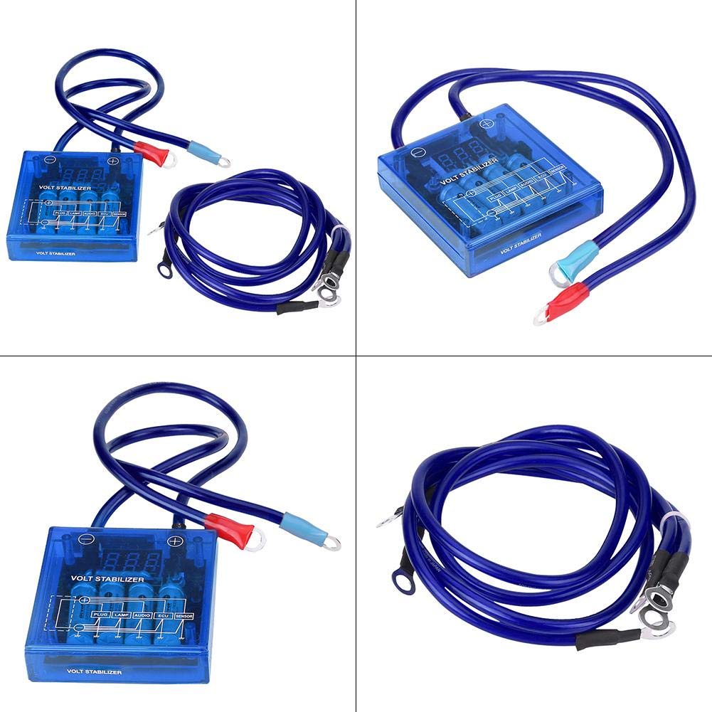 Raizin Stabilizzatore di Tensione per Auto,display digitale per il risparmio di carburante con 3 cavi di terra | Adatto alla maggior parte delle auto e dei camion da 12 V | del mot