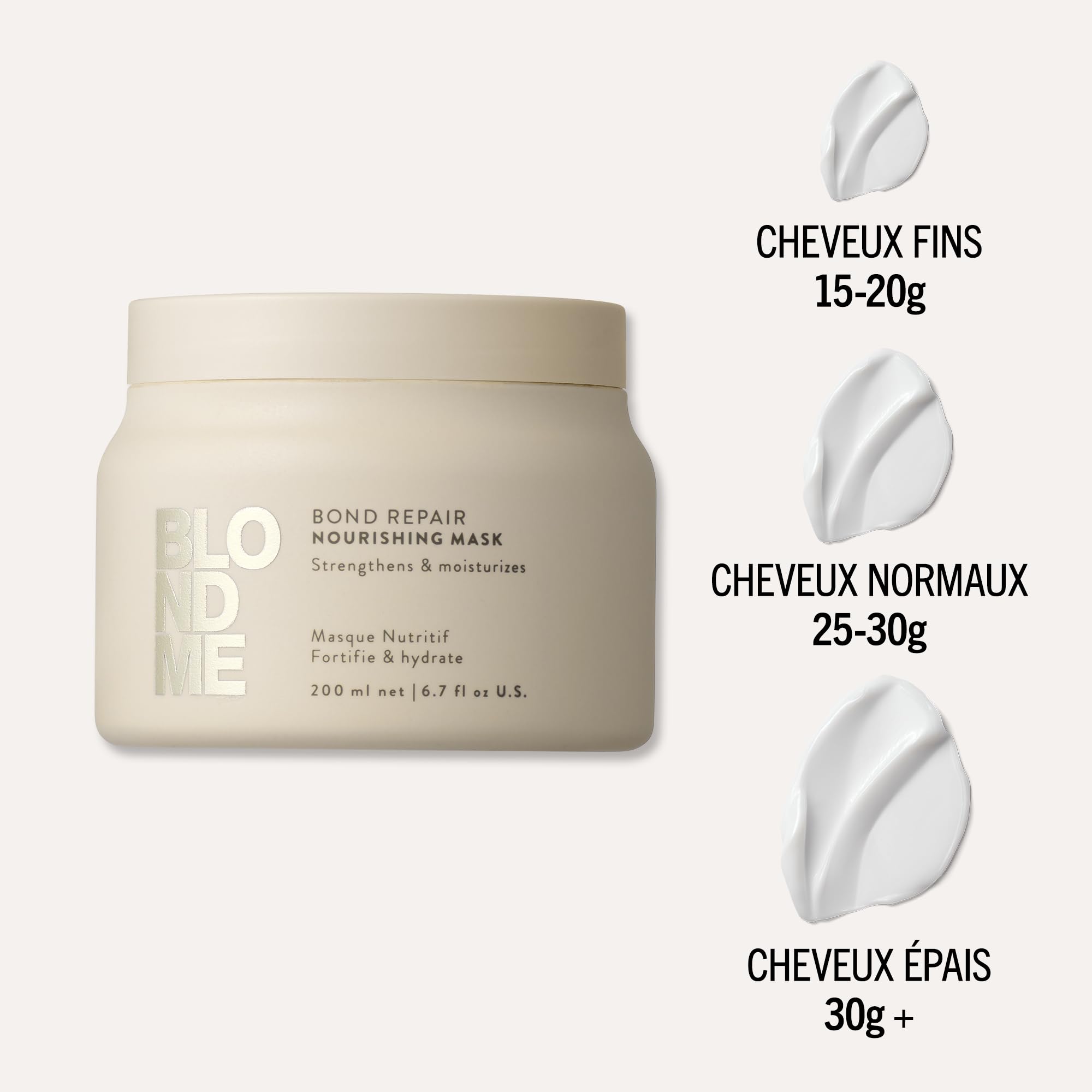Schwarzkopf Professional BLONDME Bond Repair Nourishing Mask Masque Capillaire Réparateur Profondément Nourrissant Lisser Les Cheveux Poreux Hydratant Et Adoucissant 200 ml