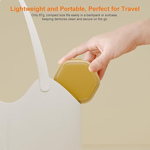 Miniatura 7 de Estuche de dentadura postiza, caja de 3 capas de grado alimenticio, caja de retención de dentadura postiza, recipiente de baño con cesta para