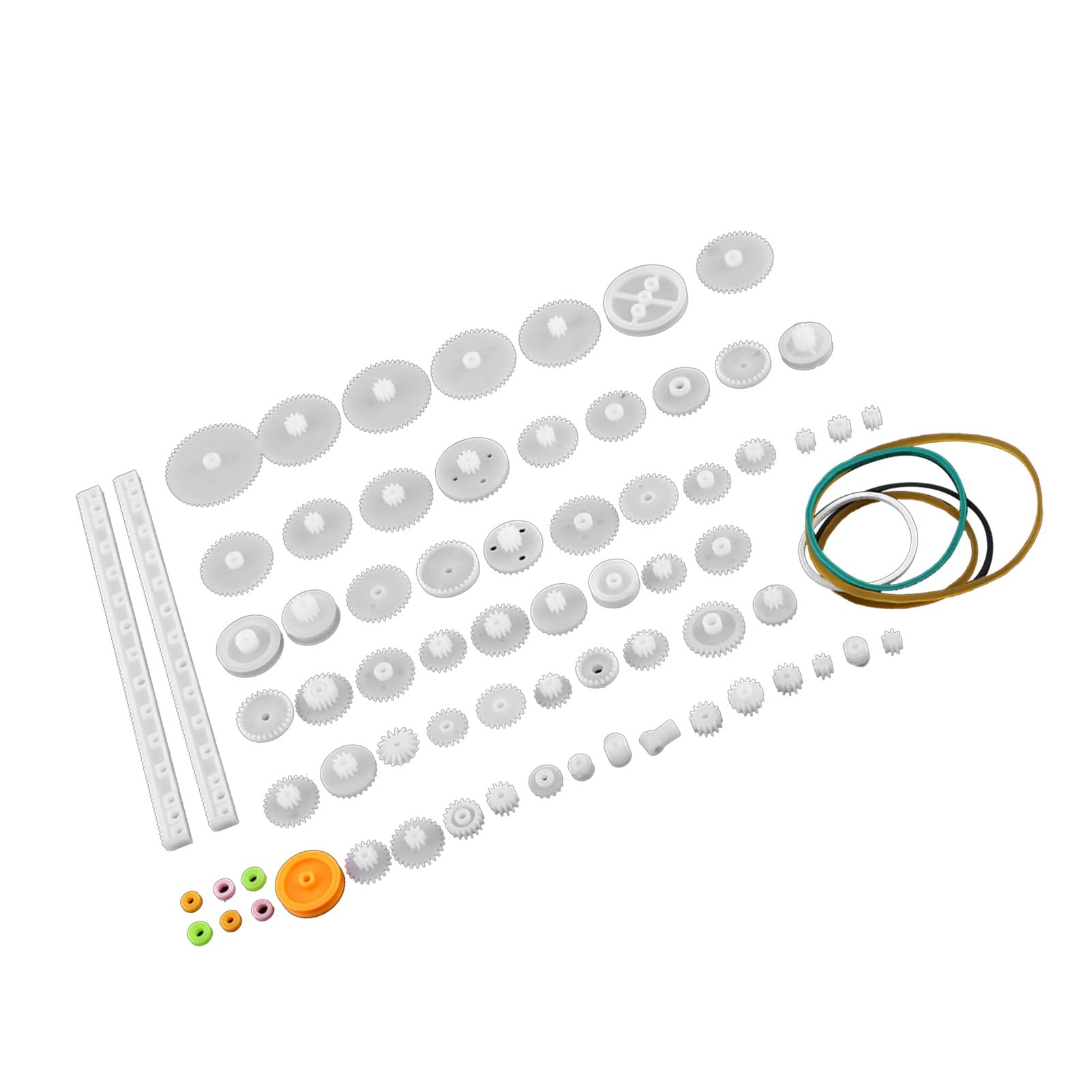 Set De 64 Tipos De Engranajes De Plástico Con Poleas, Corona, Gusano Y Conectores – Para Proyectos DIY Y Robótica