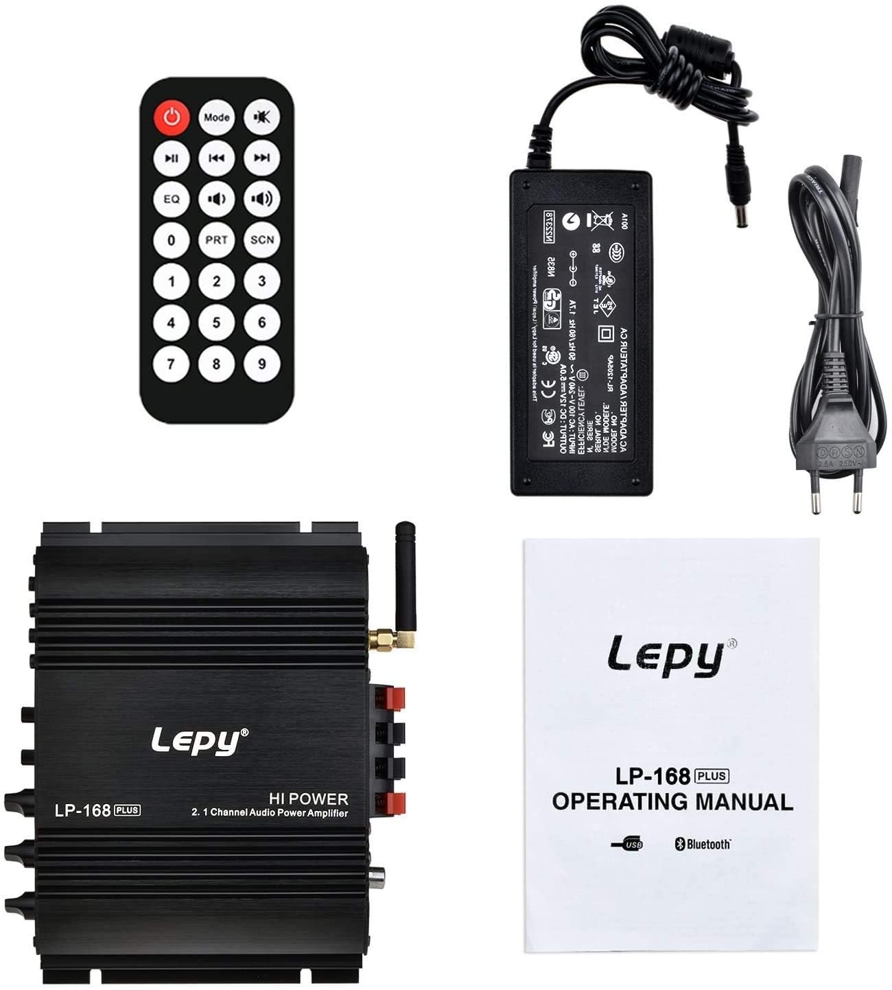 Lepy LP-168 Plus Bluetooth 2.1 canali IR 2 x 45W 1 x 68W Hi-Fi audio digitale stereo stereo MP3 MP4 DVD amplificatore + WINGONEER LED luce