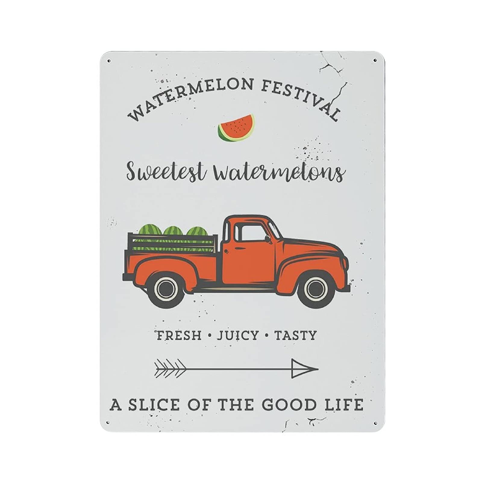 Metal Tin Sign Watermelon Festival Sweetest Vintage Tin Poster Metal Sign Wall Decoration Country Kitchen Home Garage Decor 16"x12"