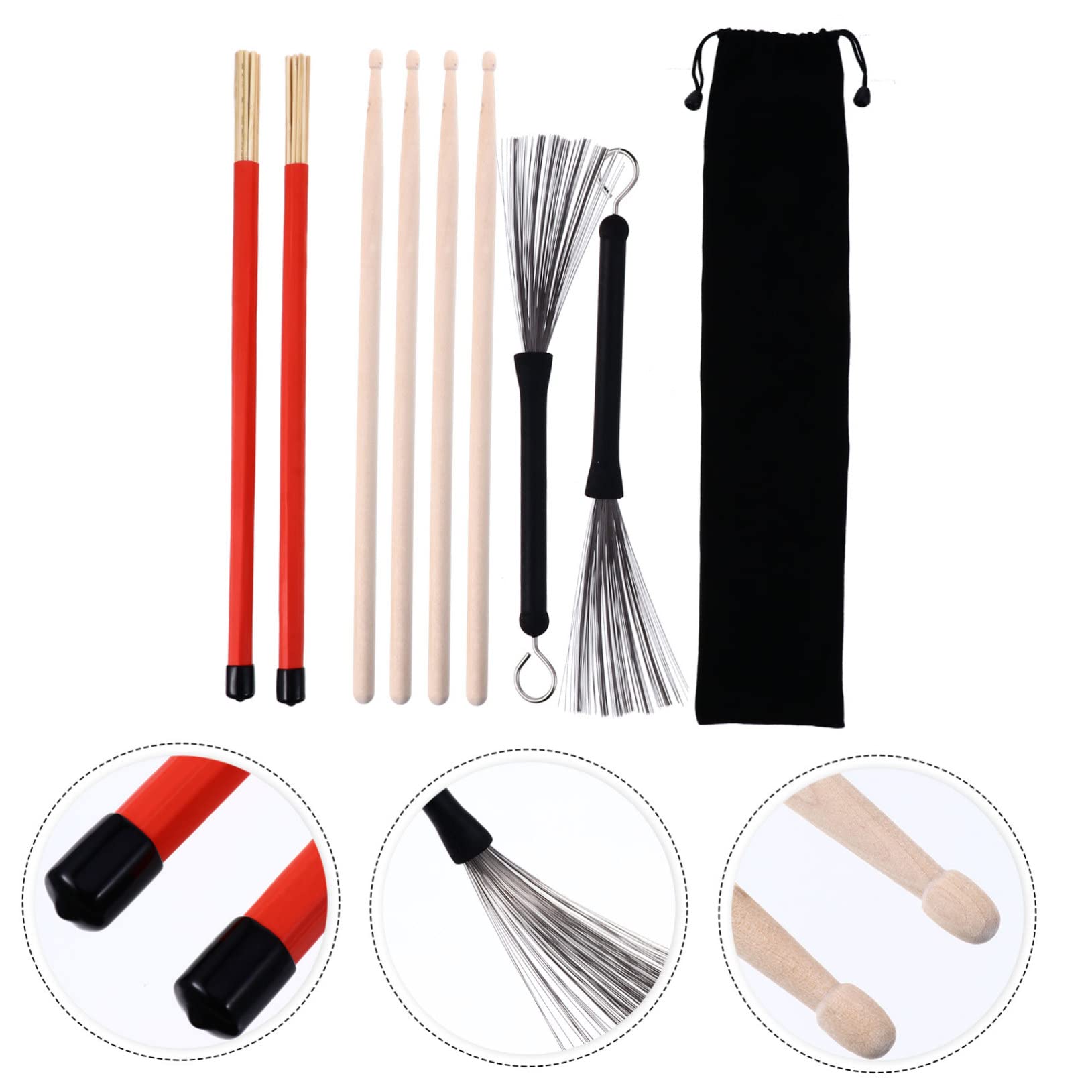 Ensemble de Batterie et Balais 1 Set pour Percussion | Acier, Usage Performance, Flexibles et Équilibre, Accessoires Batterie Musique