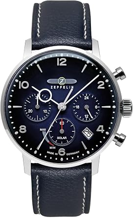 [Zeppelin] LZ129 Hindenburg Watch Solar Battery 5 ATM Waterproof Mineral Glass Blue Dial 8086-3_n Mens
