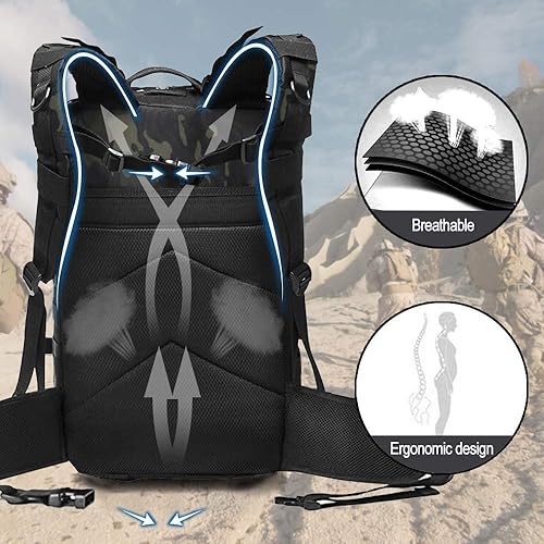 Miniatura 3 de EMDMAK - Mochila táctica militar, 42 l, paquete militar grande, paquete militar de 3 días, paquete de asalto Molle bolsa mochila
