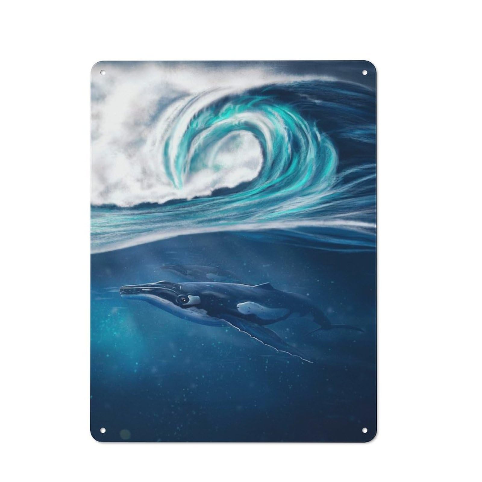 Junmoney Humpback Whale For Hobby Room Or Studio, Retro Tin Sign 40X30cm, Gift For Creative Interior Collectors During The Christmas Season