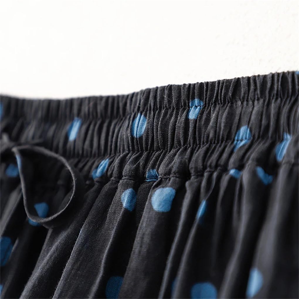 Gonne vintage da donna a pois con elastico in vita con coulisse casual sciolto Midi A-Line gonne a pieghe