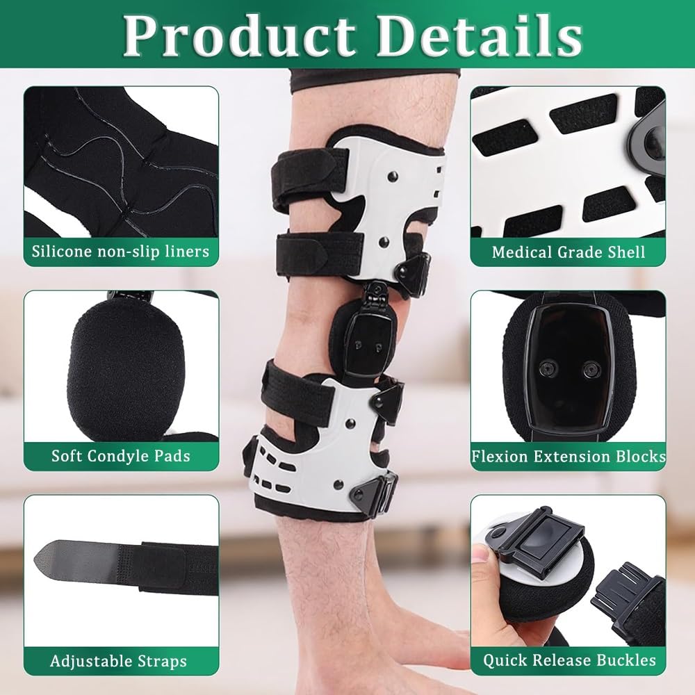 WYWY Rodillera Articulada Ajustable para Artrosis | Rodillera de Descarga Hueso con Hueso, Soporte Medial/Lateral | Universal Izquierda/Derecha | Confort y Soporte Óptimo de la Rodilla(Left)