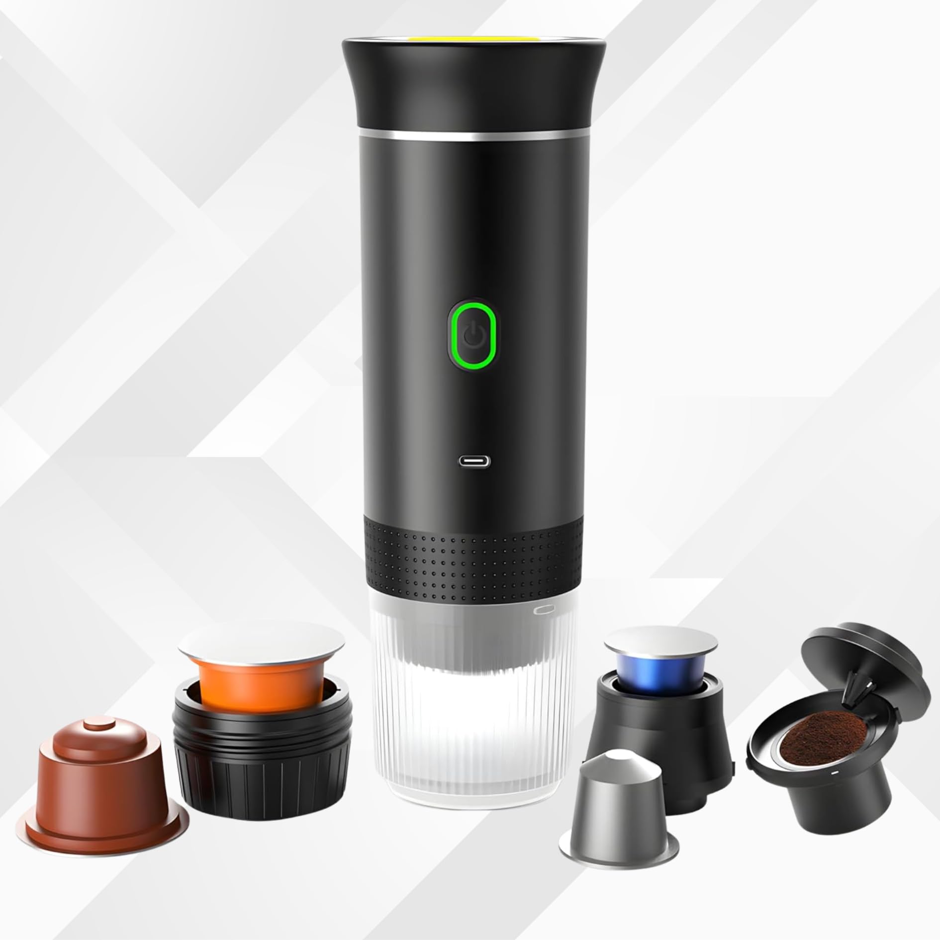 SOUTH AREA Cafetera Portátil 3 en 1 Compatible con Cápsulas Originales Ness-preso, Dolce-Gusto y Café Molido – Mini Máquina de Café Eléctrica con Calienta Agua –Capsulas Grande y Pequeña