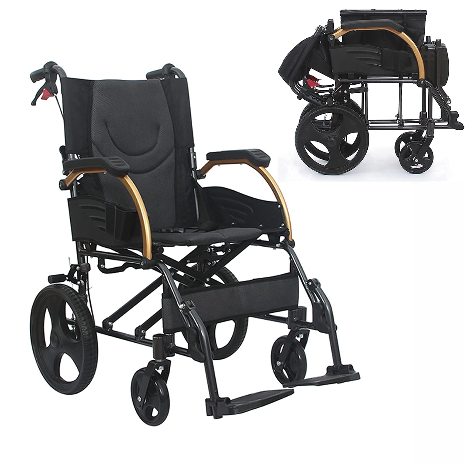 Buy Lightweight Portable Folding Aluminum Bariatric Wheelchair with Disabilities Foldable