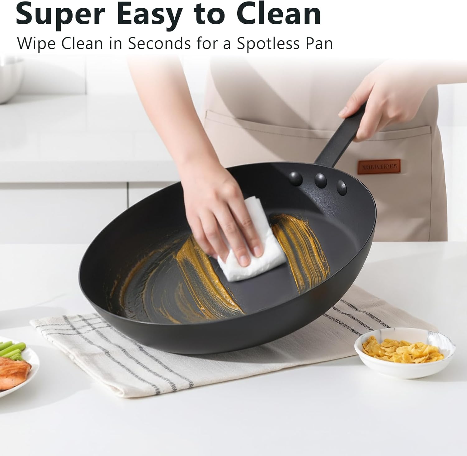 Coating-Free Carbon Steel Pan Durable 10 Inch Frying Pan, Pans For Cooking Delicious Meals, Oven Safe, Induction Compatible Pfoa Free