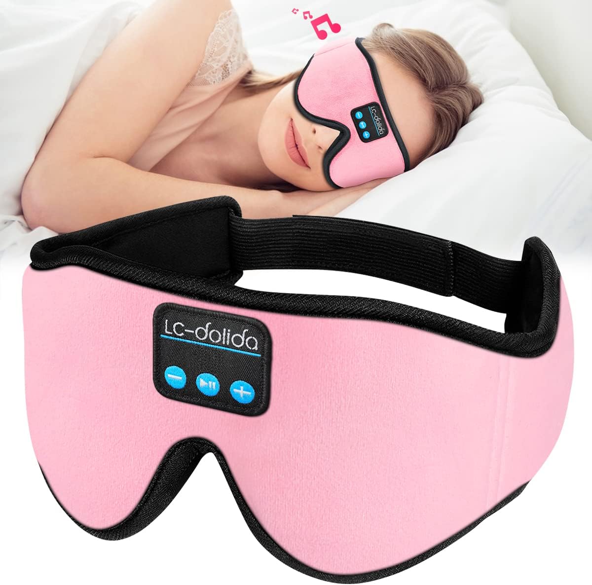 Sleep Headphones,3D SleepMask Bluetooth Sleeping Headphoens Built-in Comfortable HD Speakers for Side Sleeper Airplane,Cool TechGadgets Unique Christmas Birthday Gifts for Girls/Boys/Women/Mom/Adults