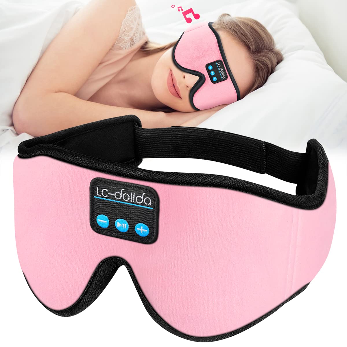 Sleep Headphones,3D SleepMask Bluetooth Sleeping Headphoens Built-in Comfortable HD Speakers for Side Sleeper Airplane,Cool TechGadgets Unique Christmas Birthday Gifts for Girls/Boys/Women/Mom/Adults