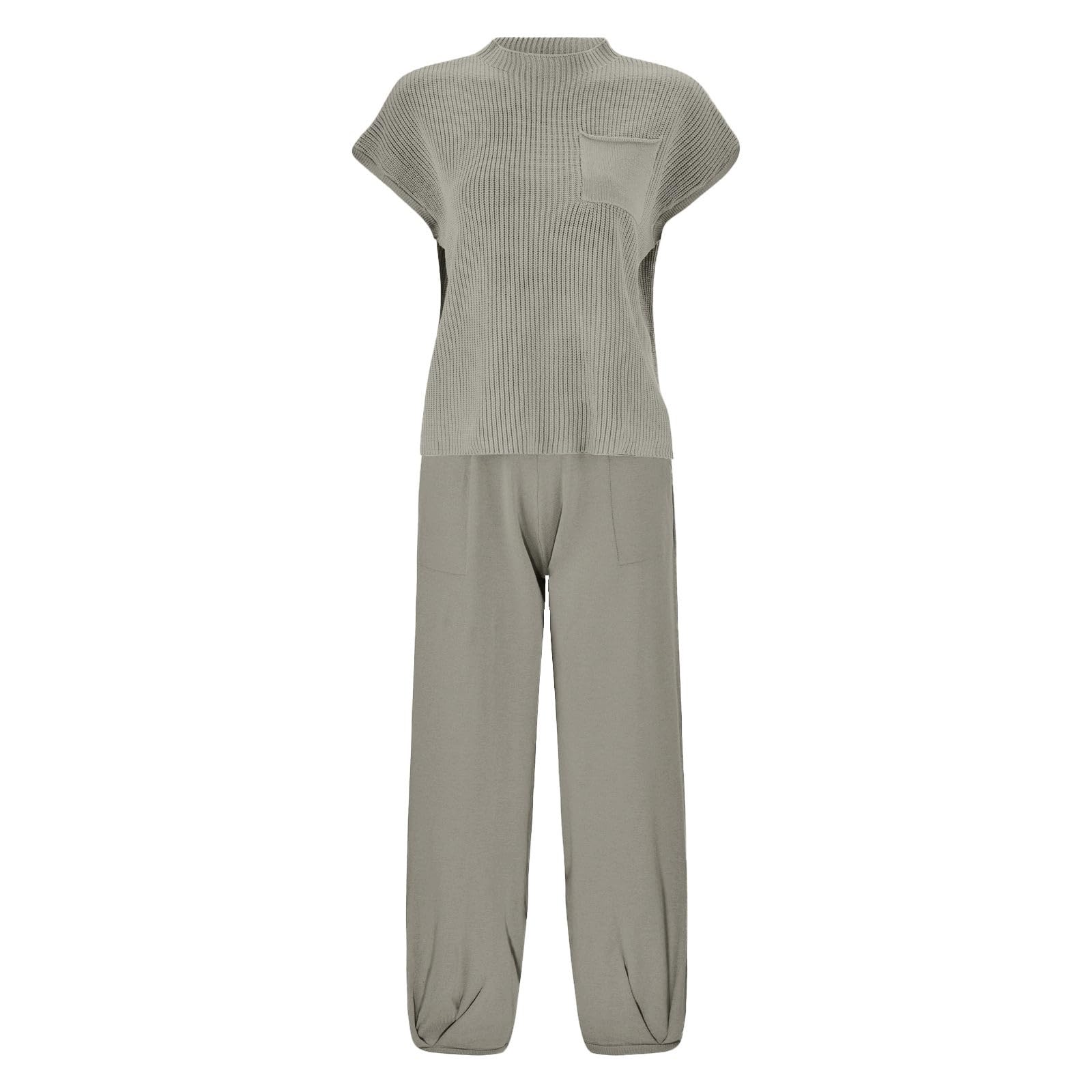 Ensemble Jogging Femme 2 Pièces Survetement Tenues de Sport Chemisier sans Manches+Pantalon Large Tailleur Femmes Ensemble Pantalon Ensembles de Sportwear Décontracté Outfits Chic et Elegant