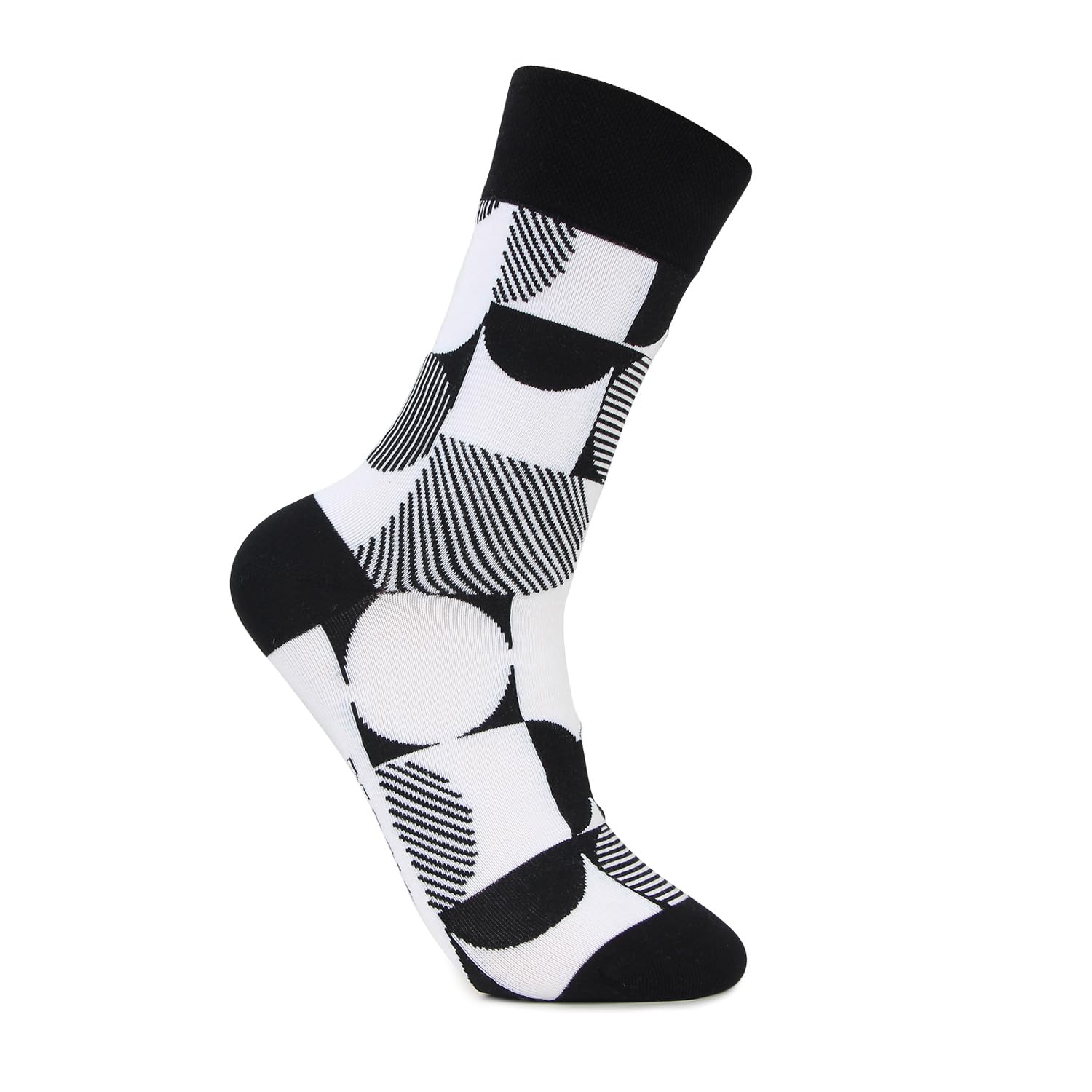 bonjour Men's Cotton Calf length Abstract Print Black/White Formal Socks-Pack Of 1-picture-12