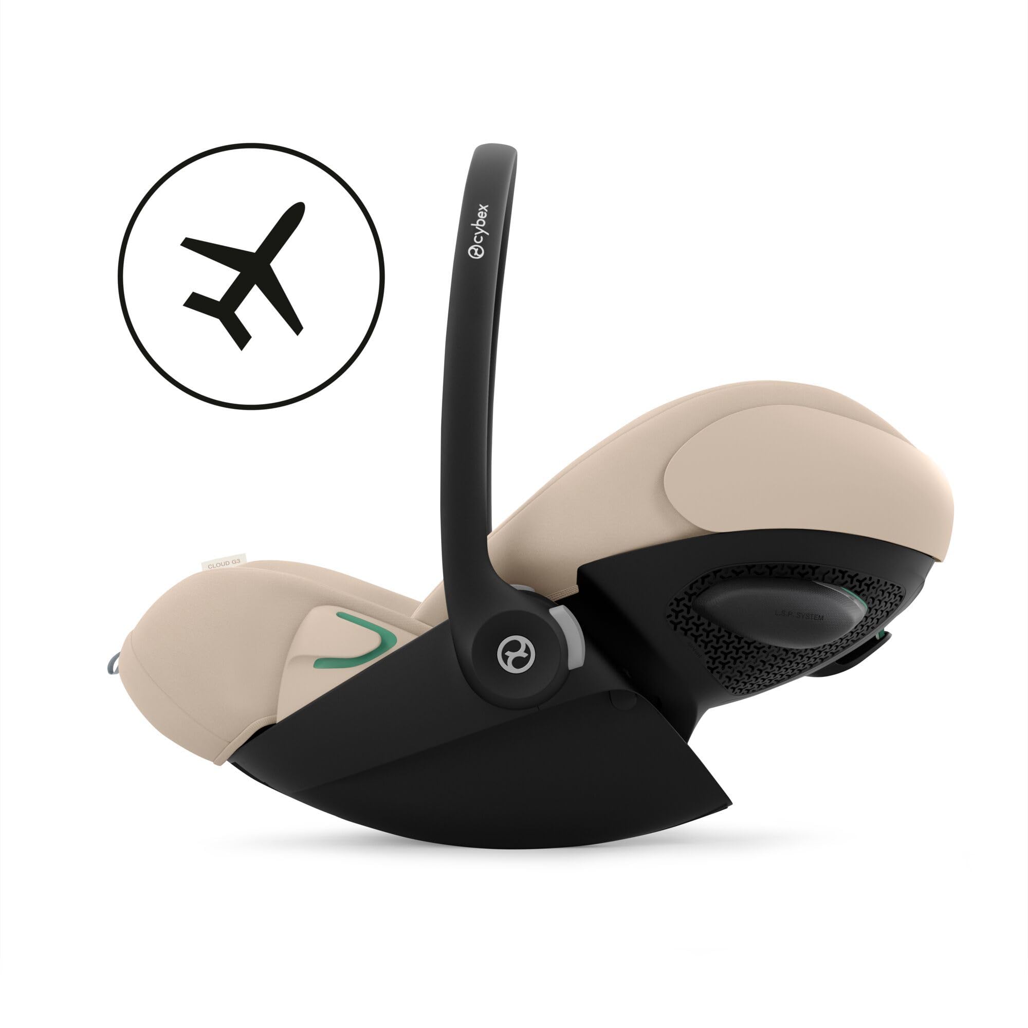 CYBEX Gold Fotelik dziecięcy Cloud G3, Od urodzenia do ok. 24 miesięcy, Dla dzieci od 40 cm do 87 cm, Maks. 13 kg, Funkcja obrotu o 180°, Z wkładką dla noworodka, Almond Beige